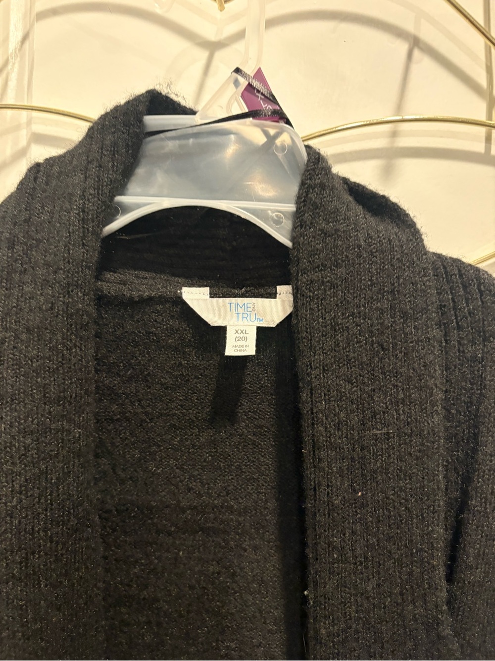 Time and Tru Black Open-Front Women's Cardigan Sweater - Picture 2 of 5